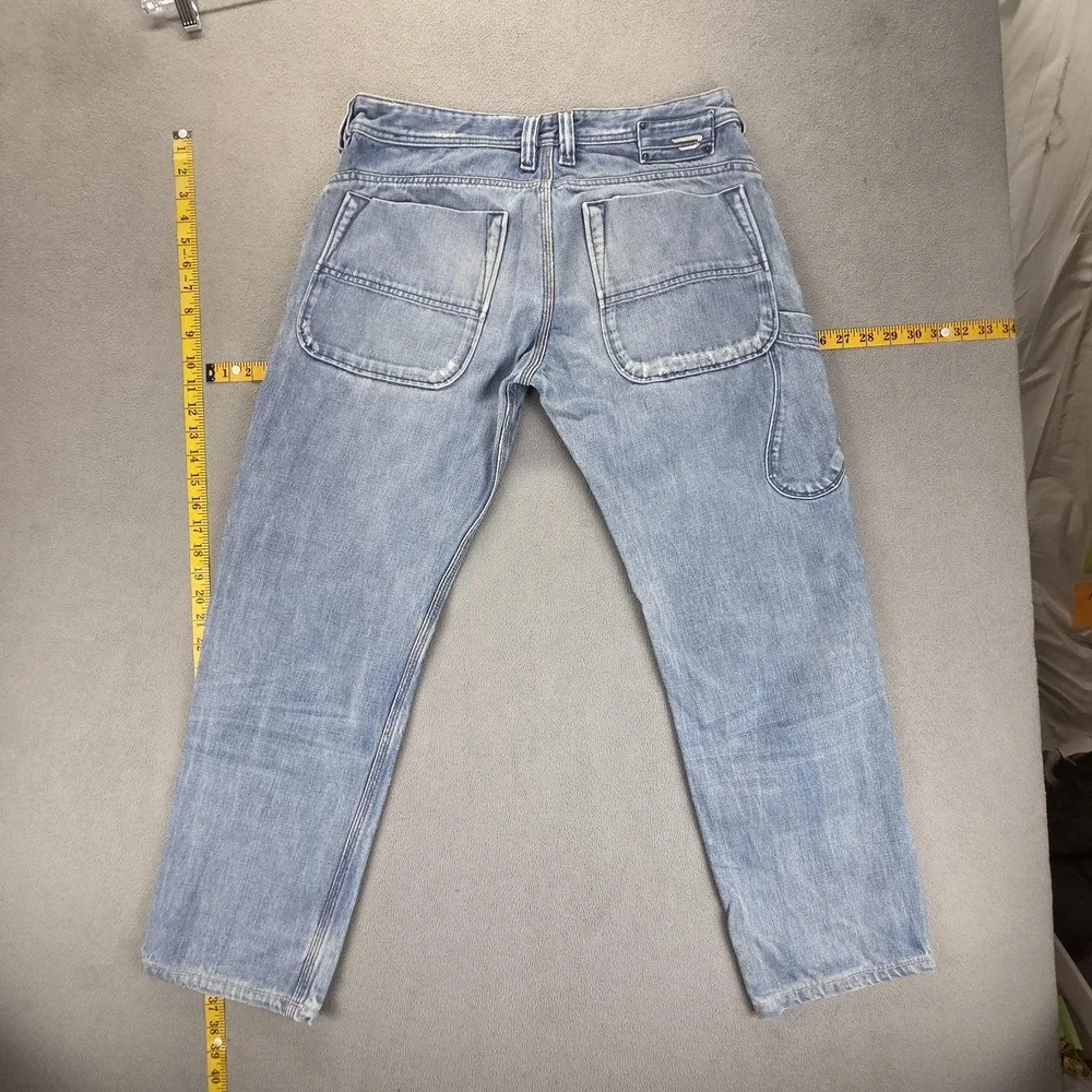 VTG Diesel Jeans Mens 30x34 Blue Kevor Altered Hem Light Wash Tapered 00772‎